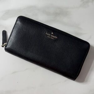 Kate Spade Black Textured Zip Wallet